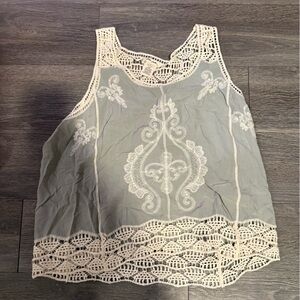 ⭐️Lace Trim Gray Corset Top